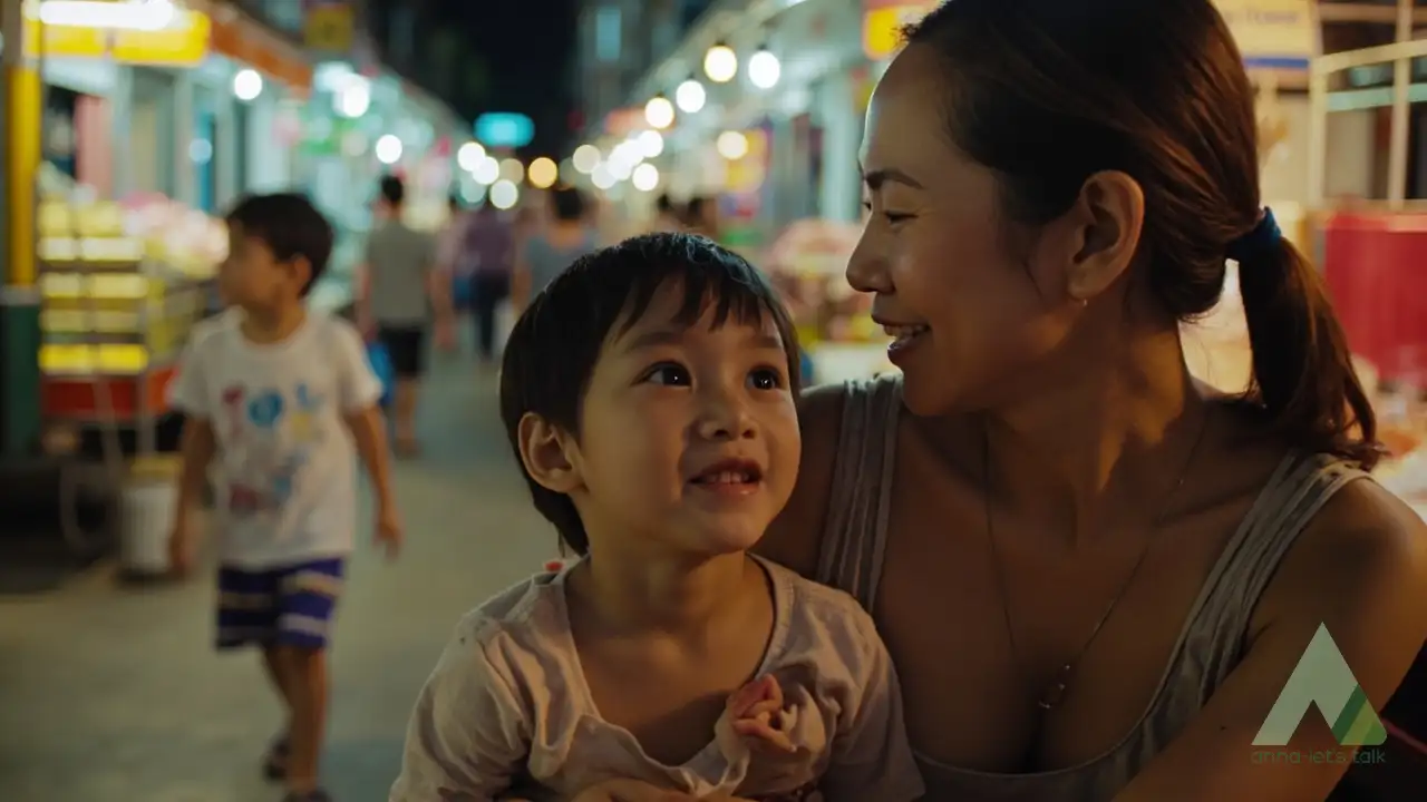 Nha Trang night market where kids often hear English from visitors