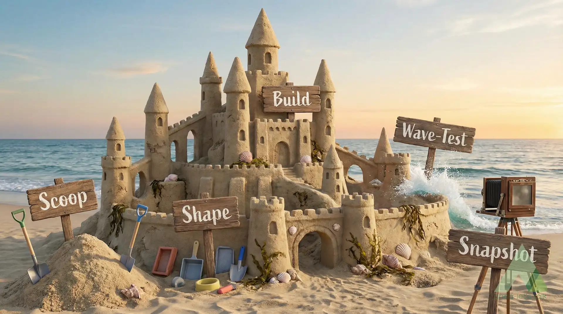 Sandcastle Speaking Framework steps for kids learning to speak English